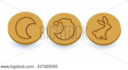 Illustrations Dalgona Candy, Ppopgi , Various Types, Delicious, Fragrant, Sweet, On A White Backgrou