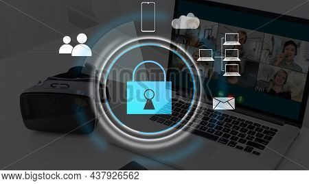 Developing Network Security System. Internet Data Security Concept. Laptop.