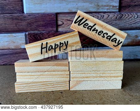 Happy Wednesday Text On Wooden Bricks With Nice Writing