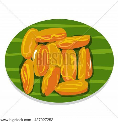Illustration Jackfruit, Met Khanun (thai Dessert), \nthai Bean Paste Sweet Egg Floss.\n Placed On A 