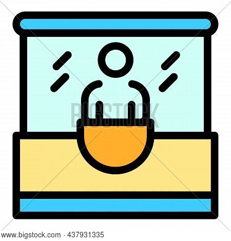 Bus Ticket Buy Kiosk Icon. Outline Bus Ticket Buy Kiosk Vector Icon Color Flat Isolated