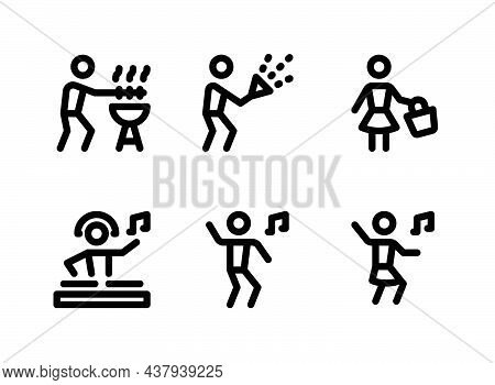 Simple Set Of New Year Eve Party Related Vector Line Icons. Contains Icons As Barbecue, Party Popper
