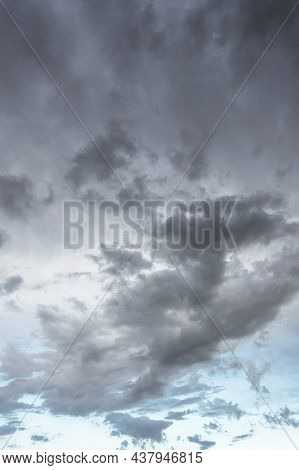 Black Clouds Hanging In The Sky Are A Sign Of Overcastity. Dramatic Sky.