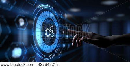 Gears Icon Automation Process Workflow Technology Concept On Screen