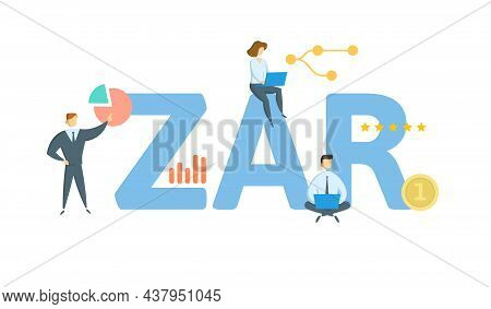 Zar, South African Rand. Concept With Keyword, People And Icons. Flat Vector Illustration. Isolated 