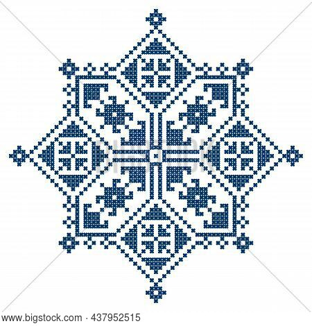 Zmijanski Vez Bosnia And Herzegovina Cross-stitch Style Vector Design Square Ornament  - Traditional