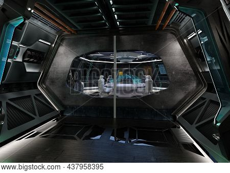 3D Rendering Futuristic Contol Center