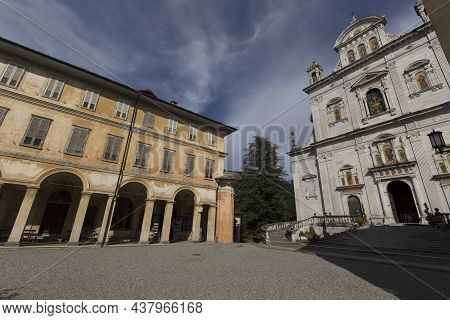 Varallo, Italy - August 17, 2020: View Of Religious Buildings At Varallo Holy Mountain
