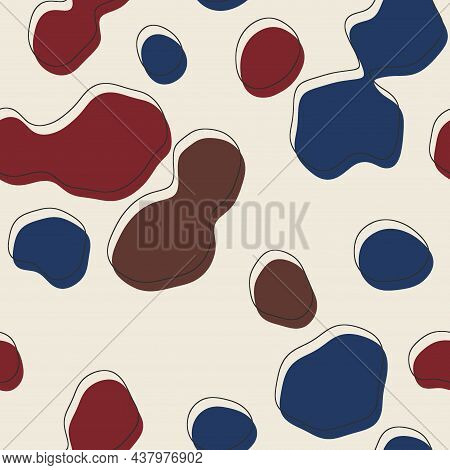 Seamless Abstract Organic Blog Shapes In Various Colors With Offset Outline Surface Pattern Design F