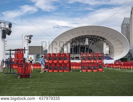 San Diego, California, Usa - October 4, 2021: The White Rady Shell Concert Venue At Jacobs Park. Wor