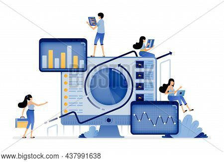 Illustration Of Data And Tables Of Company Performance And Profit Growth Processed By Machine Learni