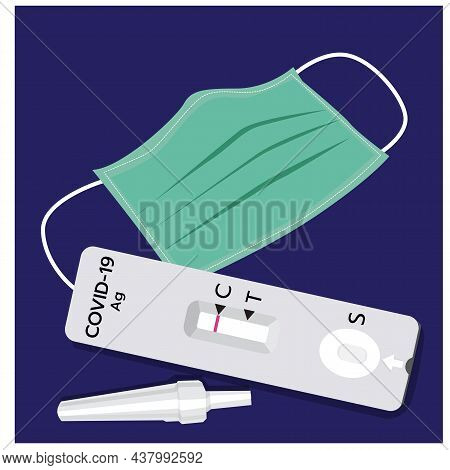 Vector, Illustration, Of, Covid-19, Antigen, Test, Kit, (atk), 
With, A, Nasal, Swab., Reagent, And,
