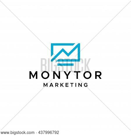 Unique Clean Logo About Monitor And Growth Chart.
Eps 10, Vector.