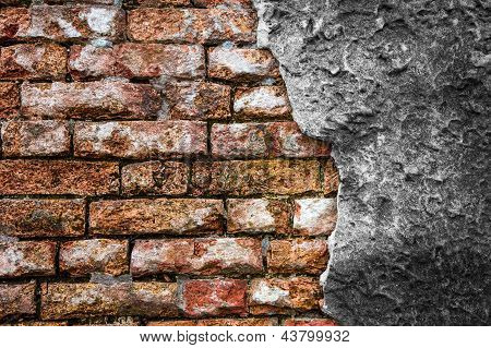 Mur med revnet beton