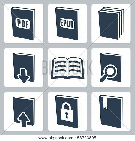Vector Isolated Books Icons Set