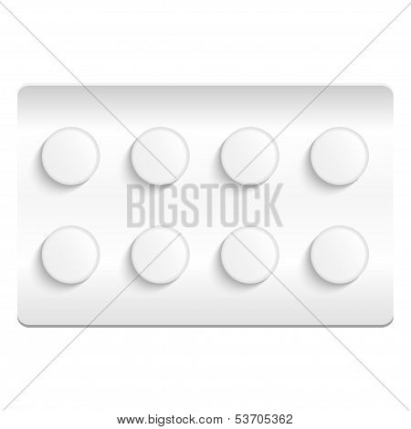 Blister Pack Of Pills Isolated On White Background. Eps10