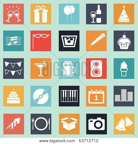 New Year Flat Icon On Green Background