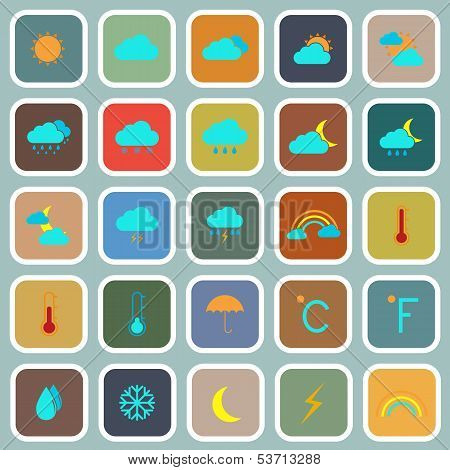 Weather Flat Color Icons On Blue Background