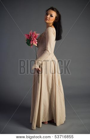 Beautiful Young Girl In A Historical Dress