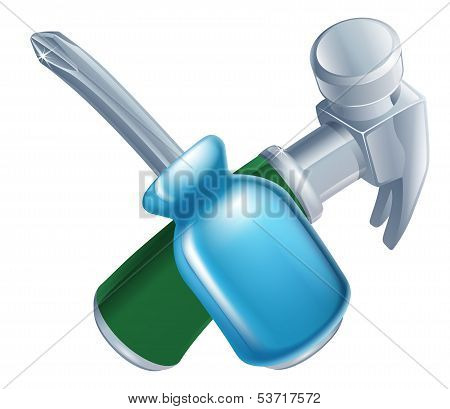 Crossed Hammer And Screwdriver Tools
