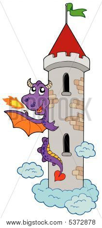 Lauernde Dragon mit Schlossturm