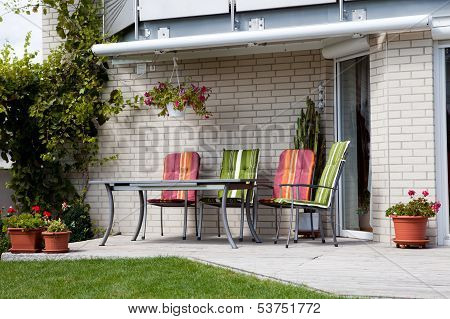 Front Porch Of A House With Sitting Area