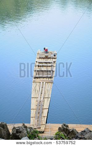 Bamboo Rafting In Ratchaprapa Dam Suratthani, Thailand