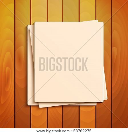 Blank Sheets Of Paper On The Background A Wooden Surface.stationery.scratch Paper.vector