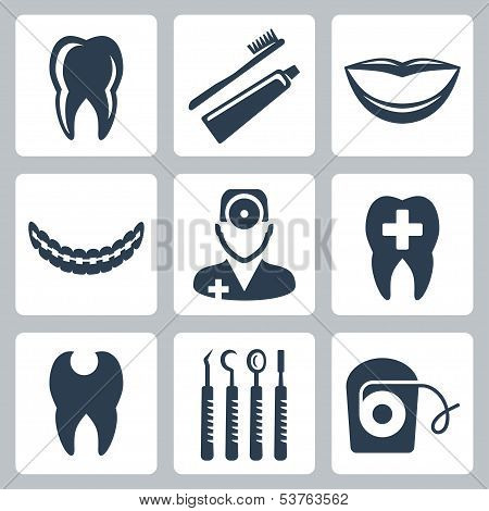 Vector Isolated Dental Icons Set