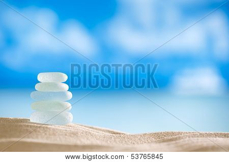 sea glass seaglass with ocean , beach and seascape, shallow dof