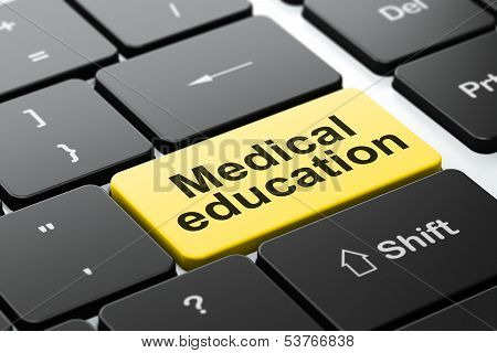 Education concept: Medical Education on keyboard background