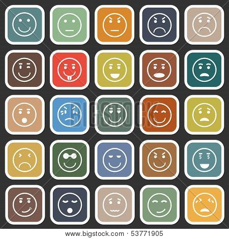 Circle Face Flat Icons On Balck Background