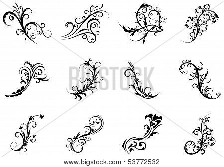 Set of floral elements