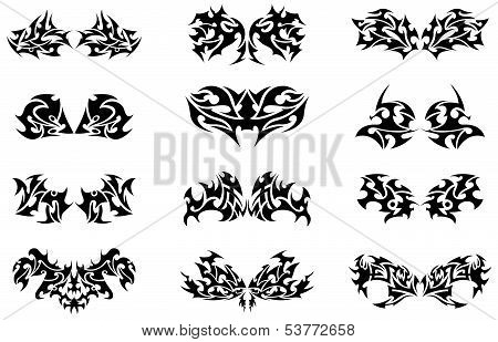 Set of tribal tattoos