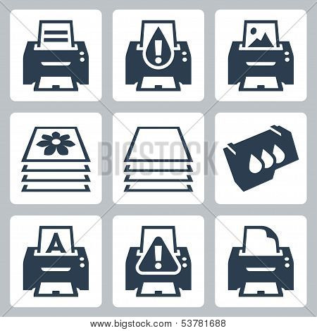 Vector Print, Printer Icons Set