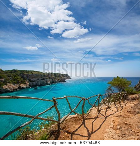 Cala Macarella Ciudadela Menorca turquoise Mediterranean sea in Balearic islands
