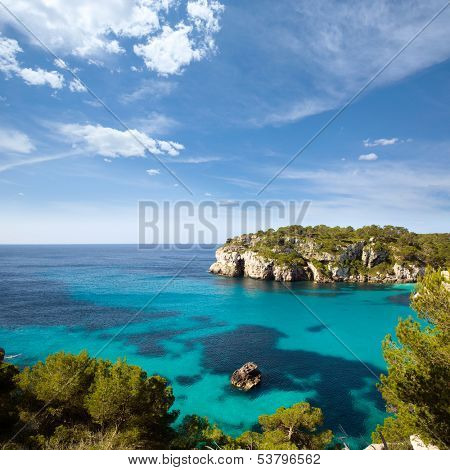 Cala Macarella Ciutadella Menorca turquoise Mediterranean sea in Balearic islands