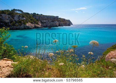 Cala Macarella Ciudadela Menorca turquoise Mediterranean sea in Balearic islands