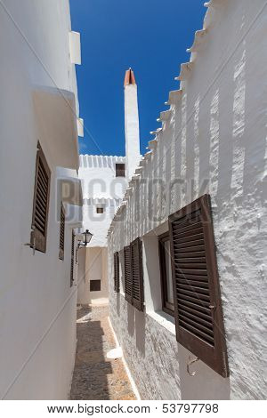 Binibequer Vell in Menorca Binibeca white village Sant Lluis at Balearic Islands
