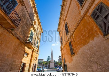 Ciutadella Menorca Placa des Born in downtown Ciudadela at Balearic islands