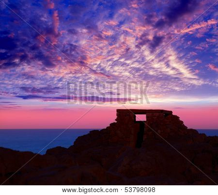 Ciutadella Menorca at Punta Nati colorful sunset in Balearic Islands
