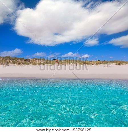 Alaior Cala Son Bou in Menorca turquoise beach at Balearic islands