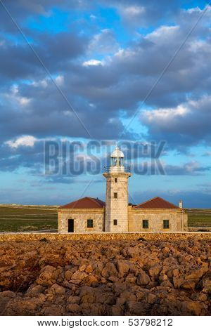 Menorca Punta Nati Faro lighthouse in Ciutadella Balearic Islands of Spain