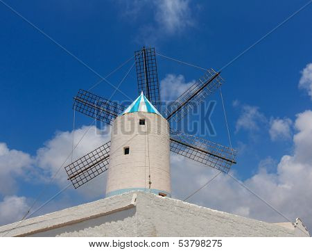 Menorca Sant Lluis San Luis Moli de Dalt windmill in Balearic islands of Spain