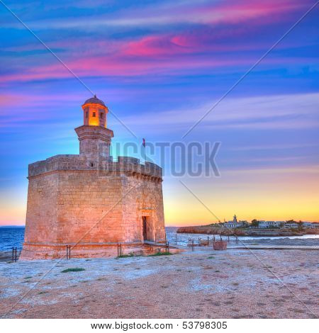 Ciutadella Castell de Sant Nicolas sunset Castillo San Nicolas in Ciudadela Balearic Islands