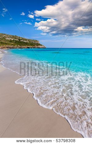 Alaior Cala Son Bou in Menorca turquoise beach at Balearic islands