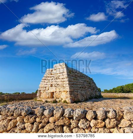 Menorca Ciutadella Naveta des Tudons megalithic chamber tomb In Balearic islands