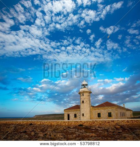 Menorca Punta Nati Faro lighthouse in Ciutadella Balearic Islands of Spain