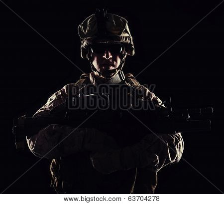 US marine contour studio shot on black background
