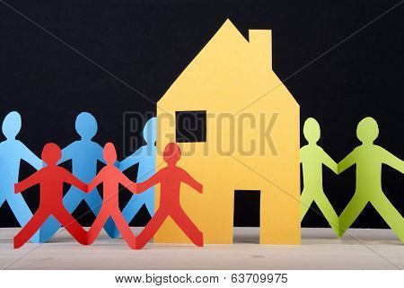 Colorful People And A House